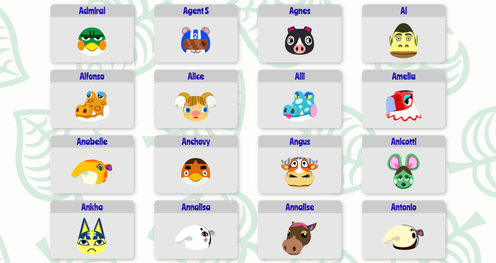 Screenshot of Animal Crossing project