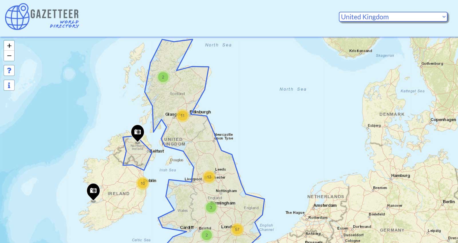 Screenshot of Gazetteer project
